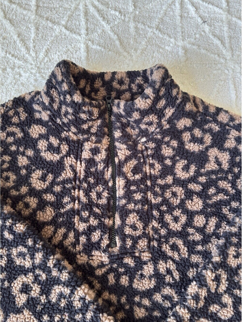 Koolaburra by UGG Womens 1X Leopard Sherpa Fleece Quarter Zip Pullover Plus Size - Picture 12 of 14